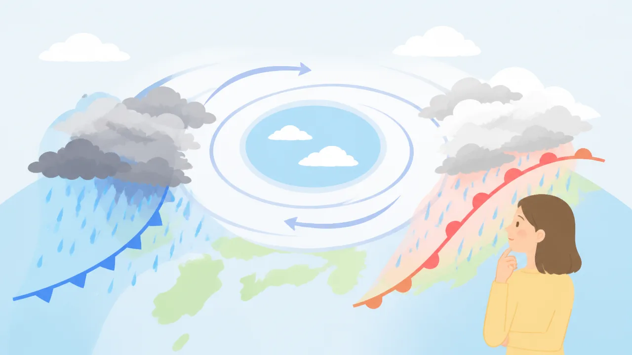 低気圧の中心は雨が弱いって本当？中心付近の天気の仕組みを解説