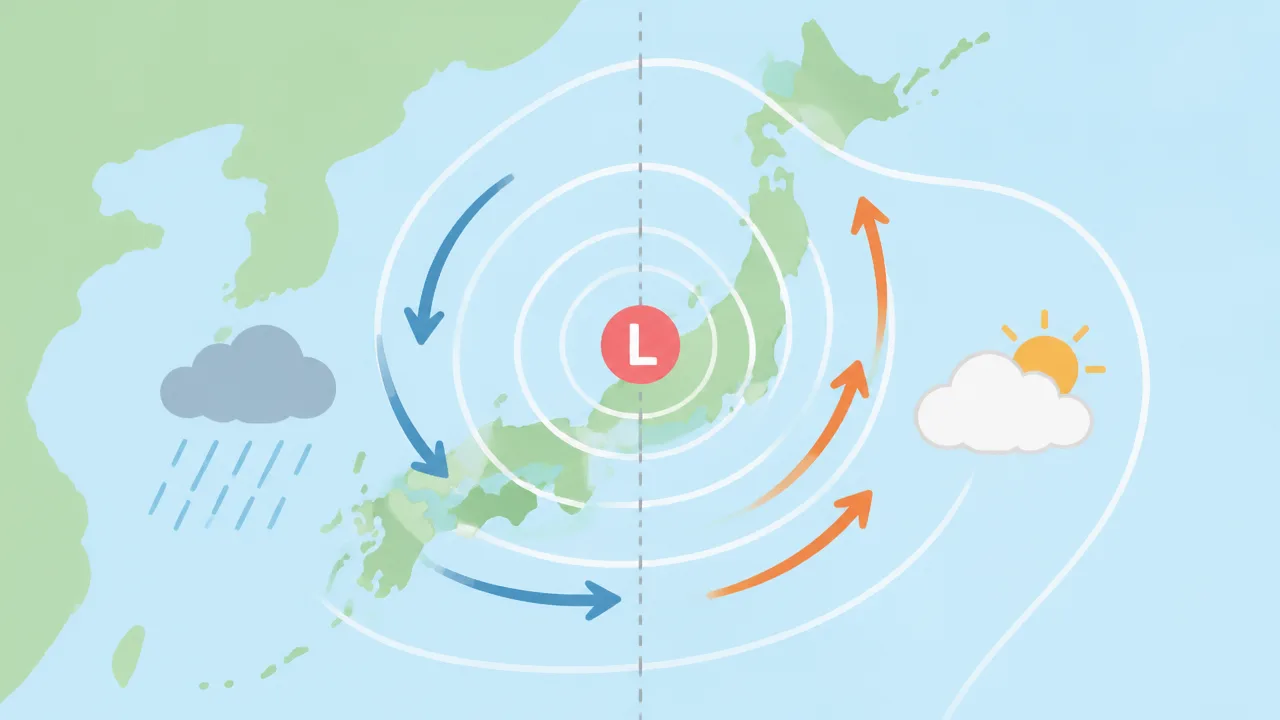 低気圧の東側と西側で天気はどう違う？風や雨の特徴をわかりやすく解説