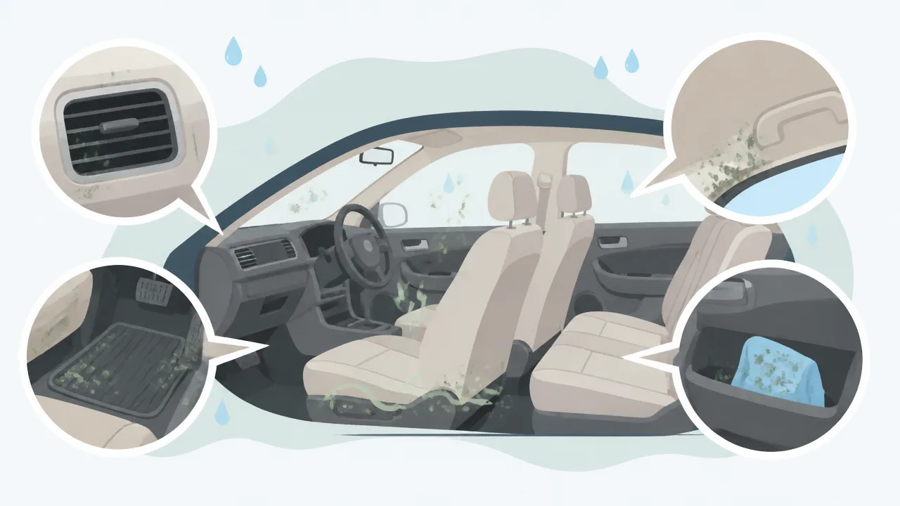 長雨で車内がカビ臭い原因は？今すぐできる対策と予防法