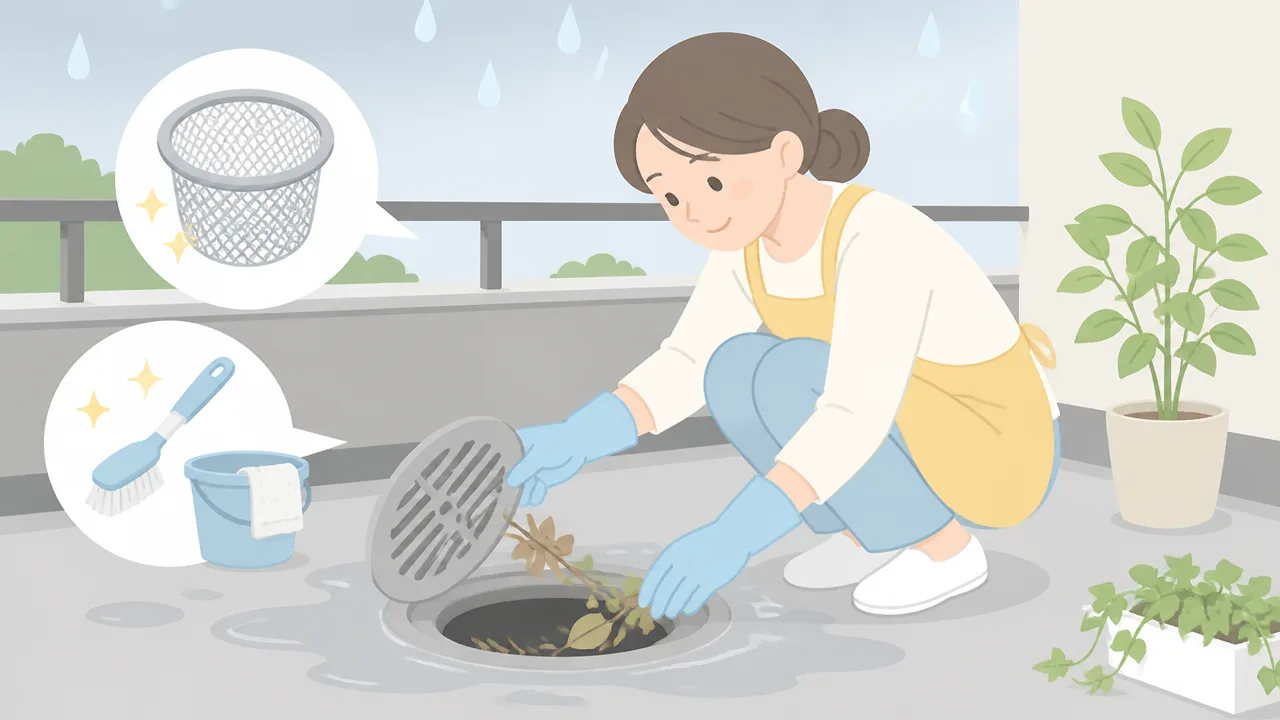 長雨でベランダの排水口が心配なときの確認ポイントとお手入れ方法